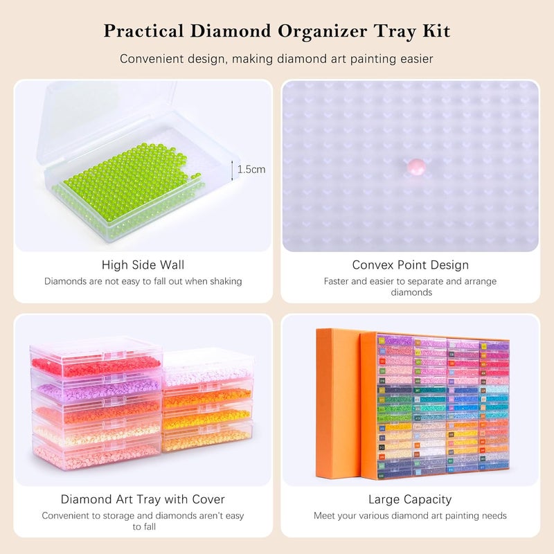 PP OPOUNT 60 PCS Diamond Art Storage Trays for Diamonds Storage & Line-Up, 2-in-1 DiamondPaintingStorage for Diamond Art Crafters, Diamond Art Convex Bottom Design, Diamond Painting Accessories - Image 5